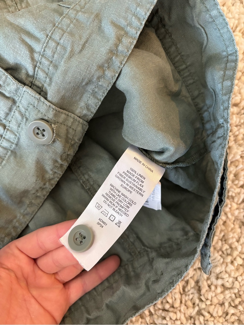 Quince Green Linen Lightweight Jacket Large - Picture 5 of 7